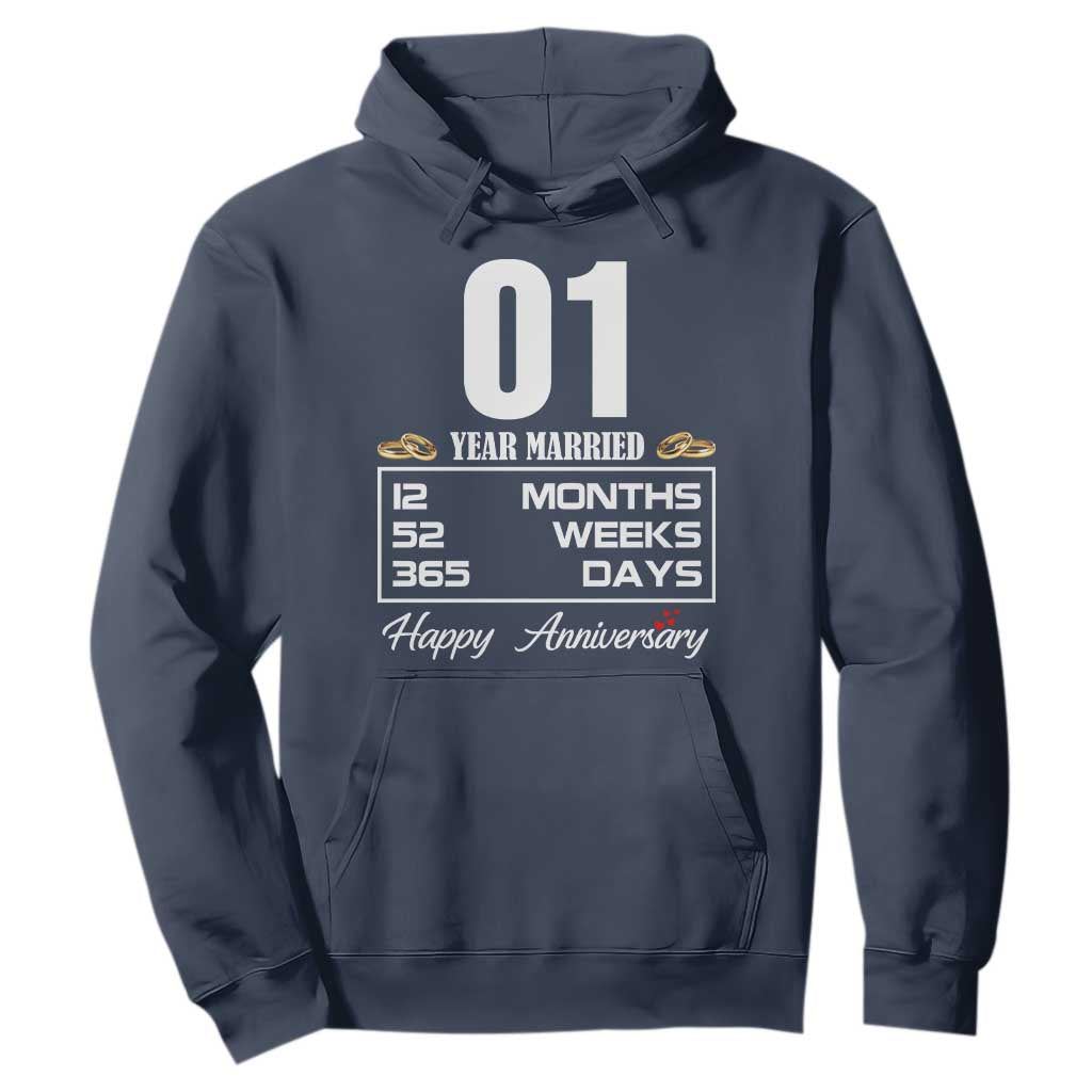 Vintage 1st Wedding Anniversary Hoodie One Year Married Gift