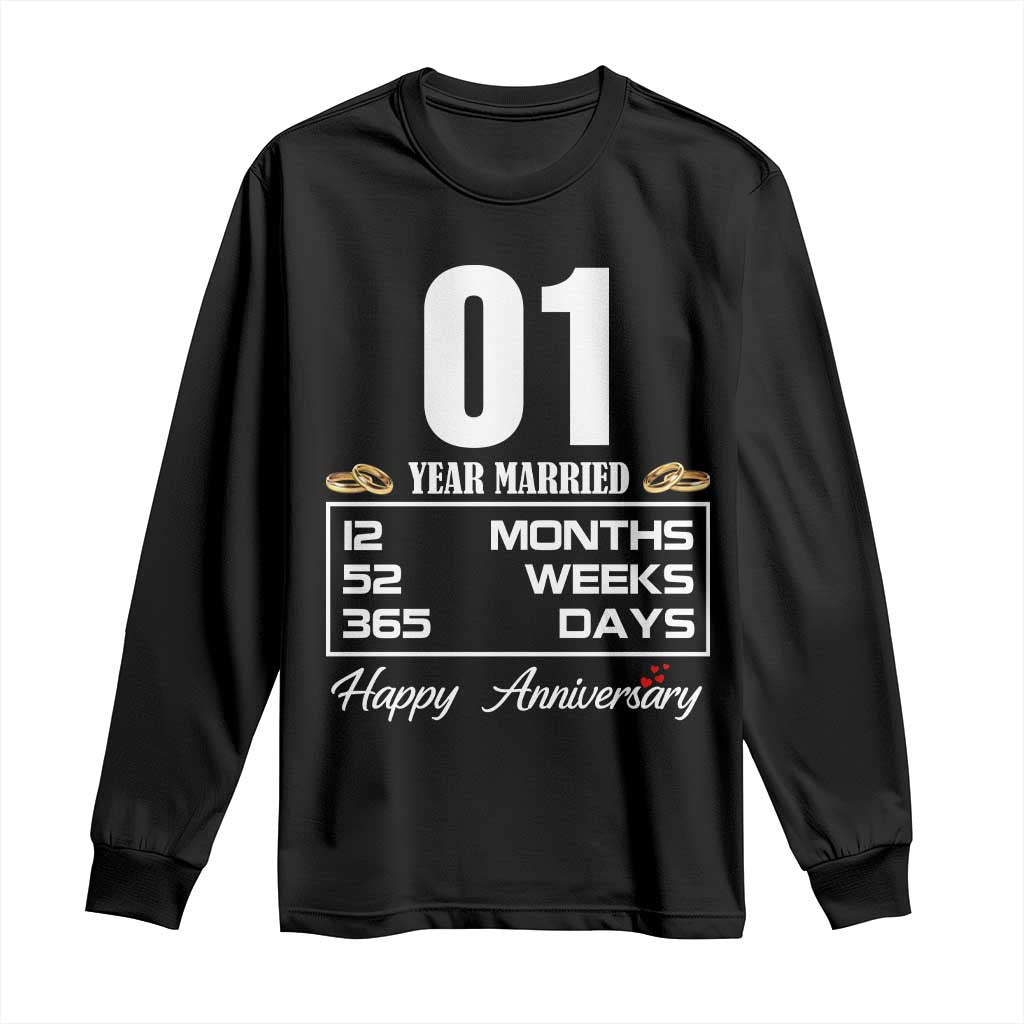 Vintage 1st Wedding Anniversary Long Sleeve Shirt One Year Married Gift