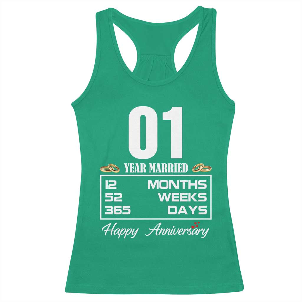Vintage 1st Wedding Anniversary Racerback Tank Top One Year Married Gift