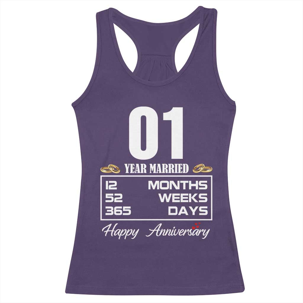 Vintage 1st Wedding Anniversary Racerback Tank Top One Year Married Gift