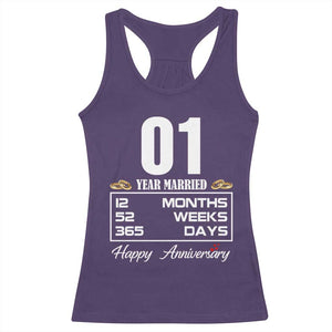 Vintage 1st Wedding Anniversary Racerback Tank Top One Year Married Gift