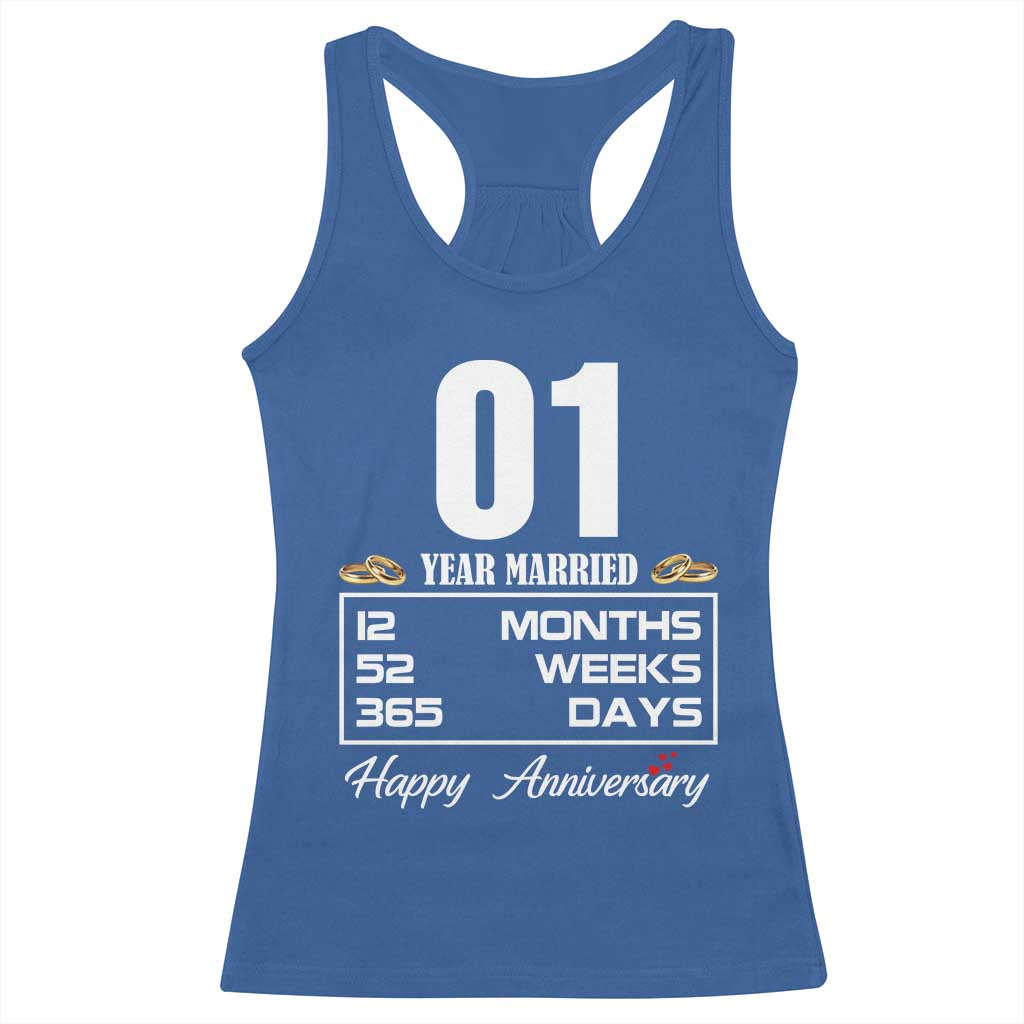 Vintage 1st Wedding Anniversary Racerback Tank Top One Year Married Gift