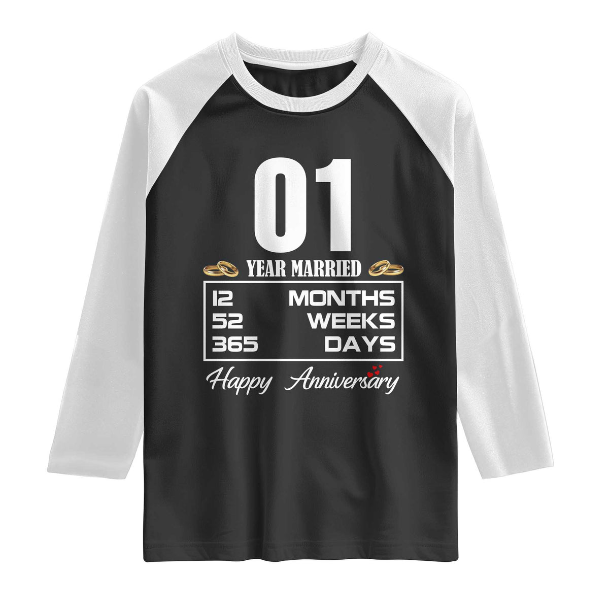 Vintage 1st Wedding Anniversary Raglan Shirt One Year Married Gift