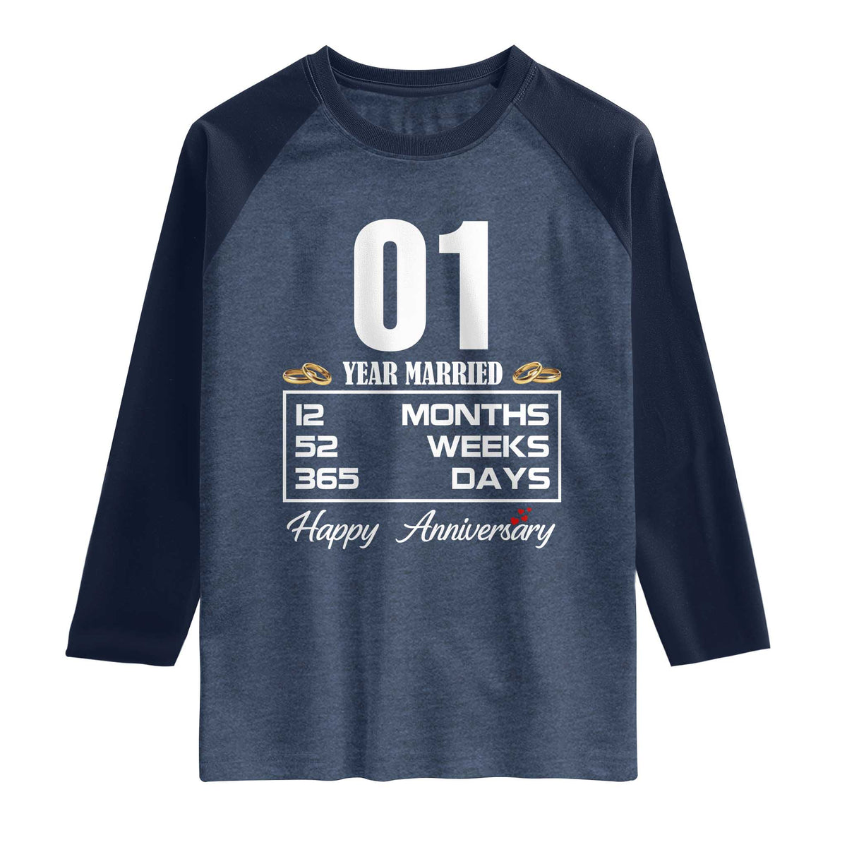 Vintage 1st Wedding Anniversary Raglan Shirt One Year Married Gift