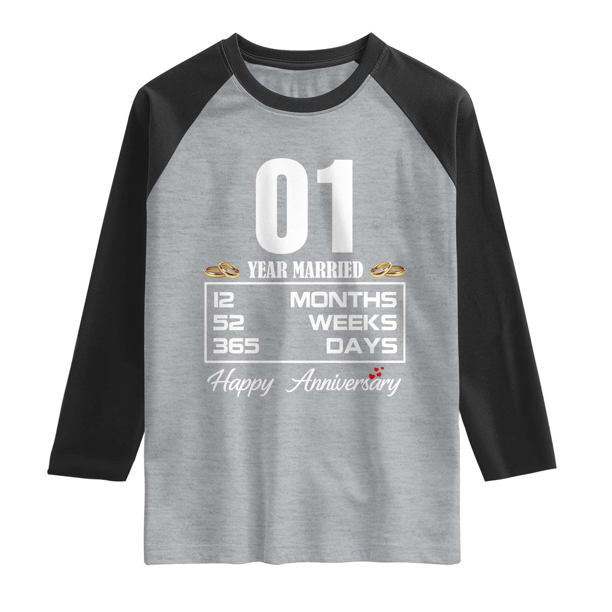 Vintage 1st Wedding Anniversary Raglan Shirt One Year Married Gift