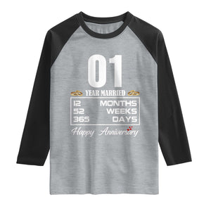 Vintage 1st Wedding Anniversary Raglan Shirt One Year Married Gift