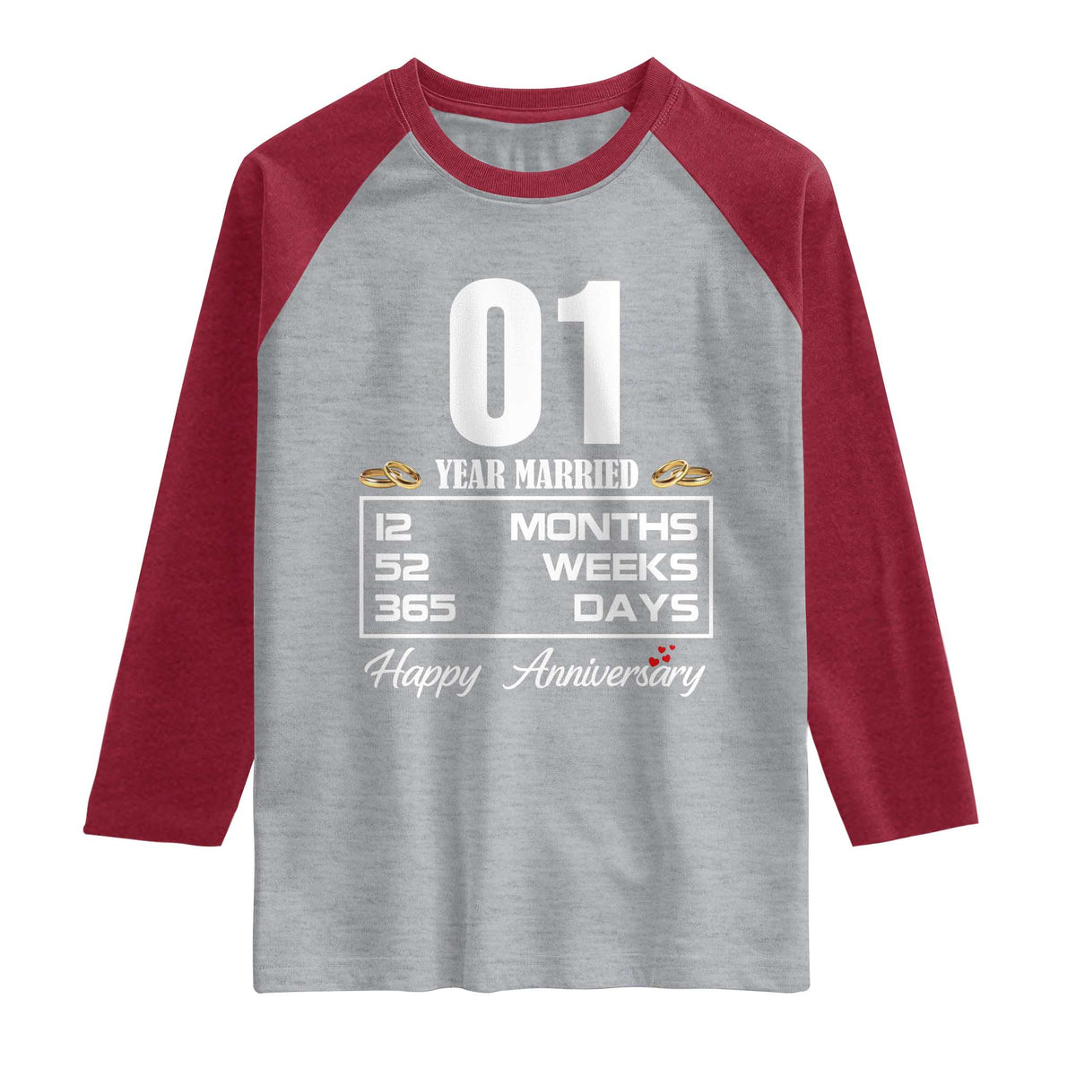 Vintage 1st Wedding Anniversary Raglan Shirt One Year Married Gift