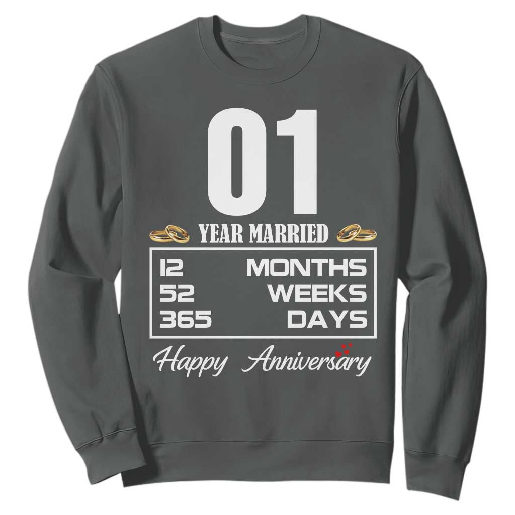 Vintage 1st Wedding Anniversary Sweatshirt One Year Married Gift