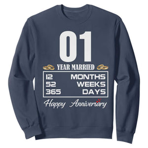 Vintage 1st Wedding Anniversary Sweatshirt One Year Married Gift