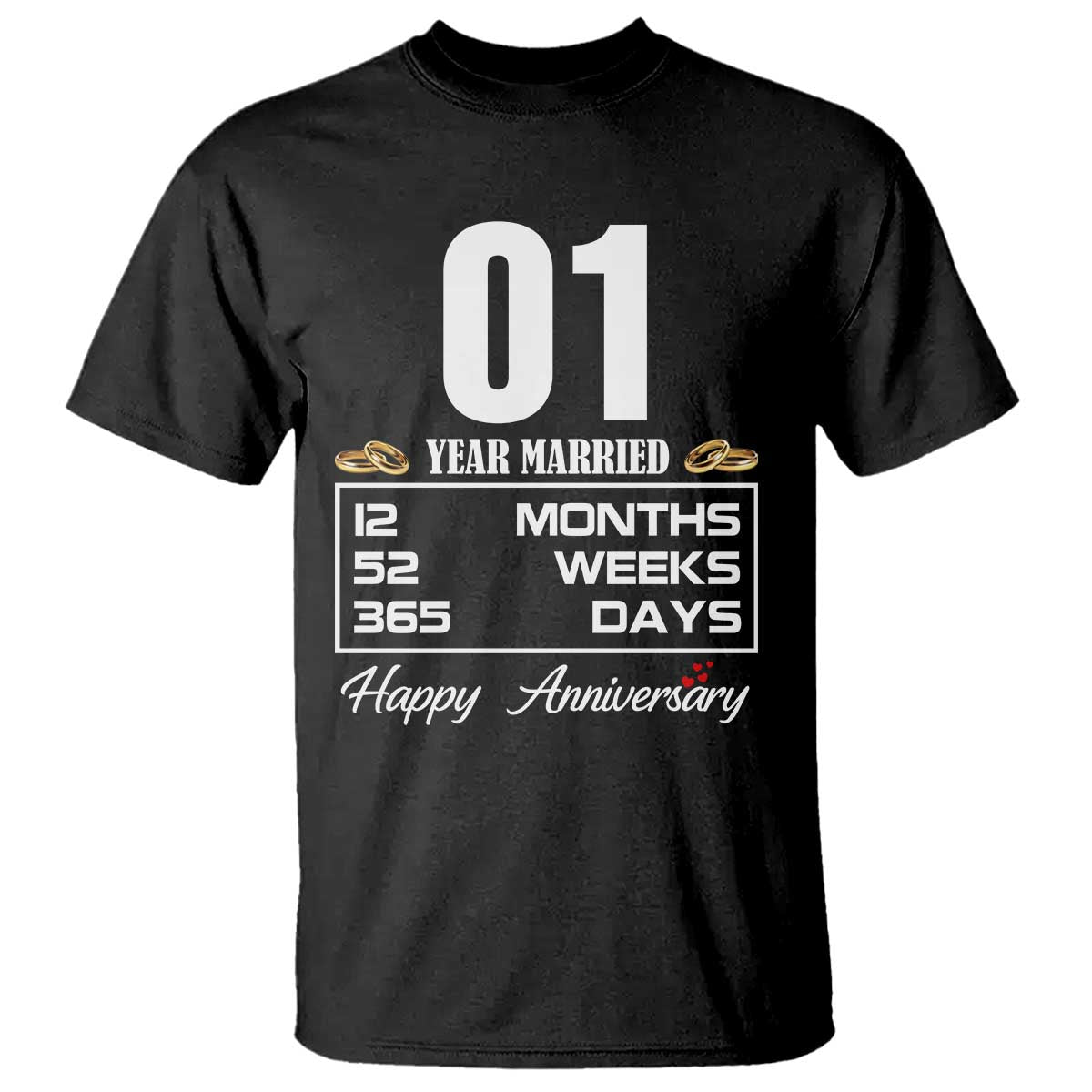 Vintage 1st Wedding Anniversary T Shirt One Year Married Gift