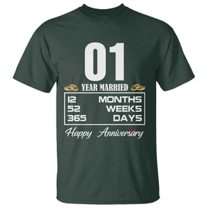Vintage 1st Wedding Anniversary T Shirt One Year Married Gift
