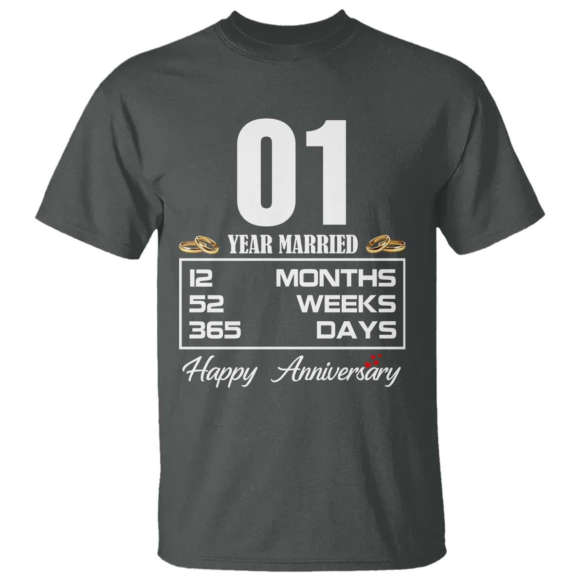 Vintage 1st Wedding Anniversary T Shirt One Year Married Gift