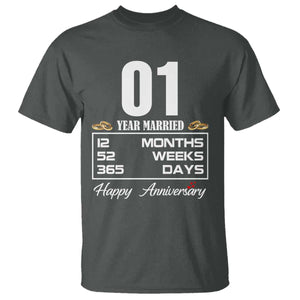 Vintage 1st Wedding Anniversary T Shirt One Year Married Gift