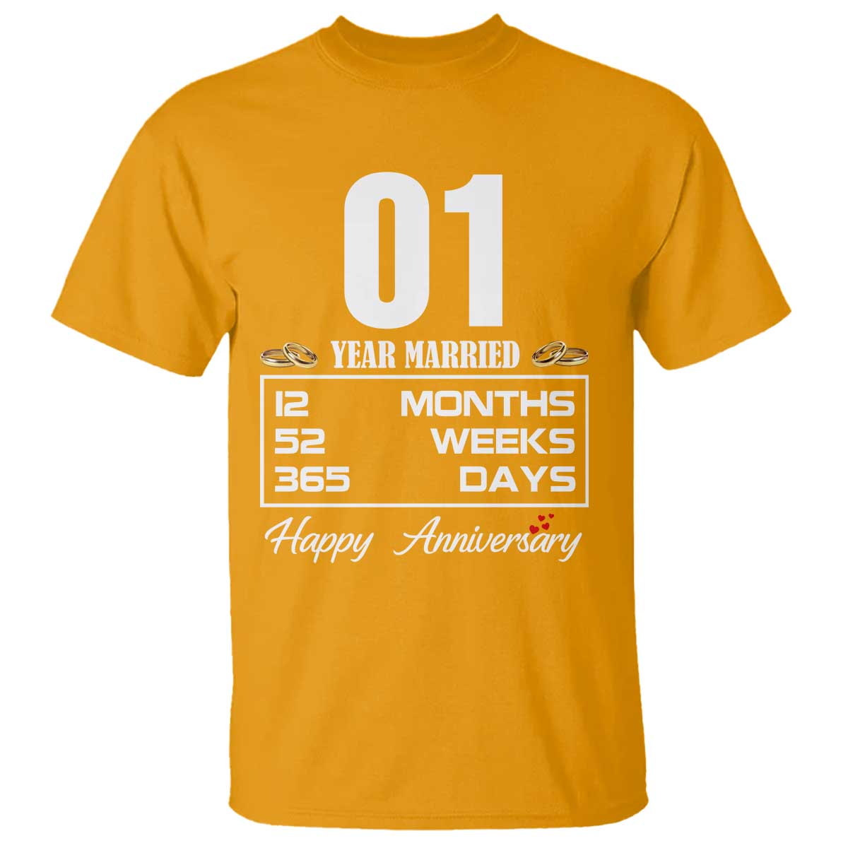 Vintage 1st Wedding Anniversary T Shirt One Year Married Gift
