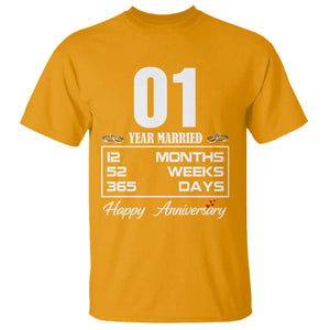 Vintage 1st Wedding Anniversary T Shirt One Year Married Gift