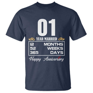 Vintage 1st Wedding Anniversary T Shirt One Year Married Gift