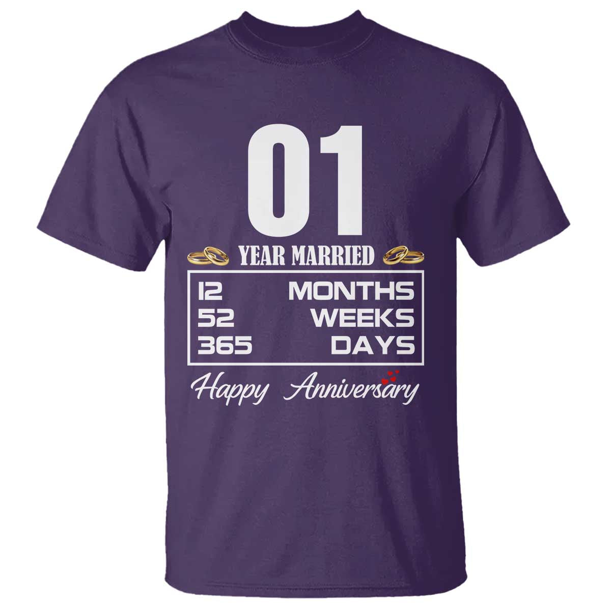 Vintage 1st Wedding Anniversary T Shirt One Year Married Gift