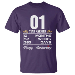 Vintage 1st Wedding Anniversary T Shirt One Year Married Gift
