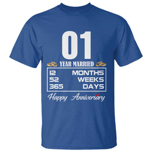Vintage 1st Wedding Anniversary T Shirt One Year Married Gift