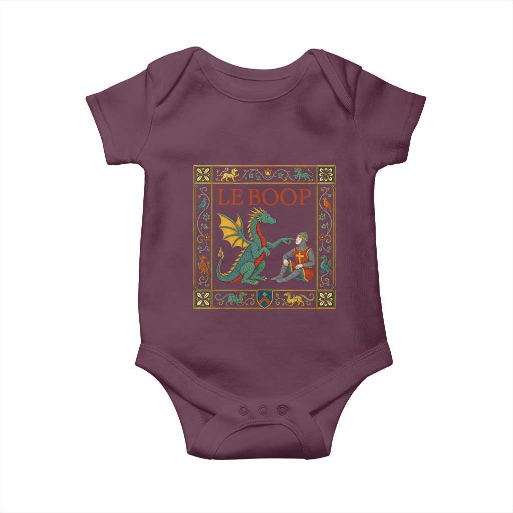 Le Boop Knight Dragon Renaissance Fair Medieval Humor Baby Onesie TS12 Maroon Print Your Wear