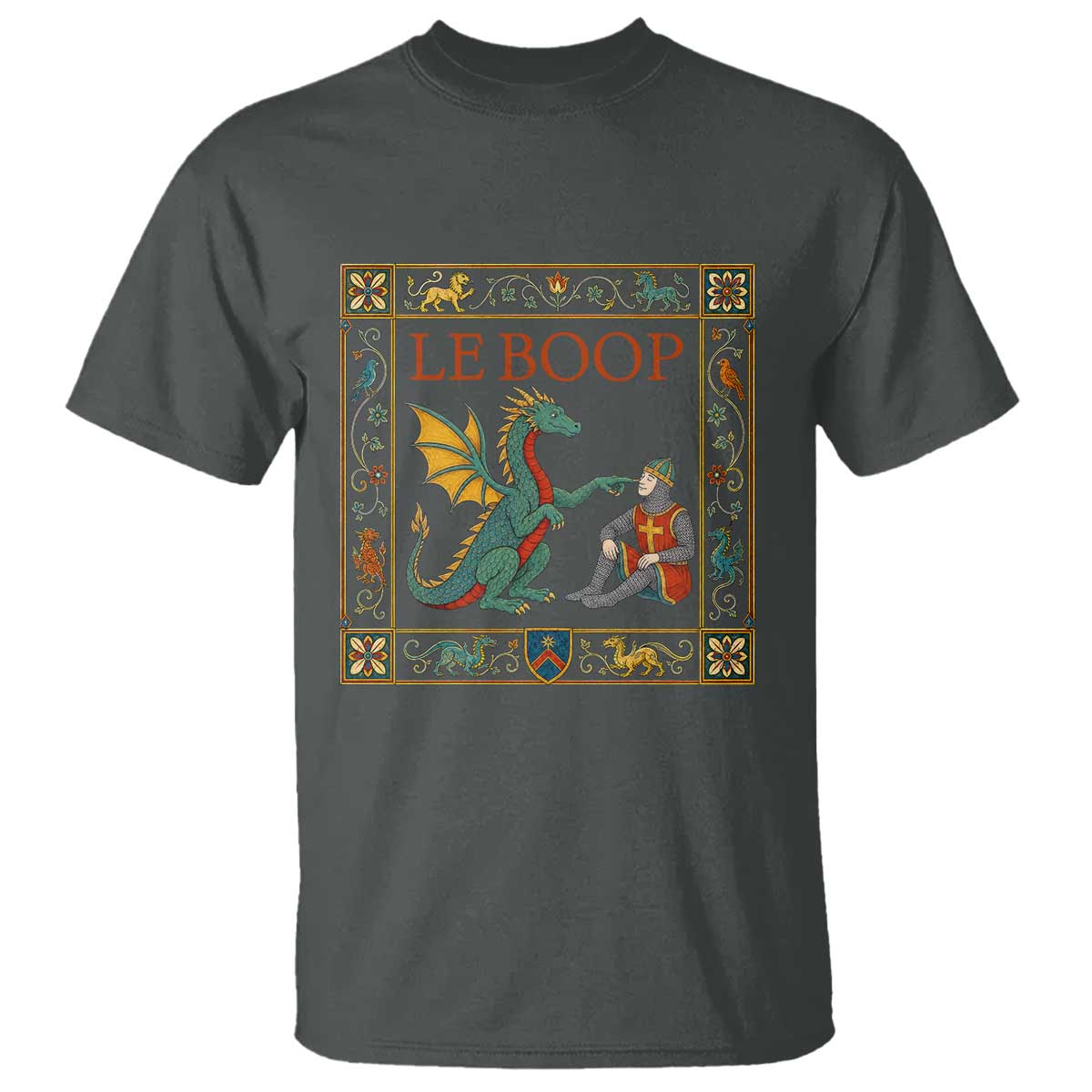 Le Boop Knight Dragon Renaissance Fair Medieval Humor T Shirt TS12 Dark Heather Print Your Wear