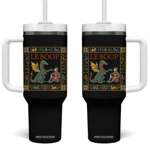 Le Boop Knight Dragon Renaissance Fair Medieval Humor Tumbler With Handle TS12 One Size: 40 oz Black Print Your Wear
