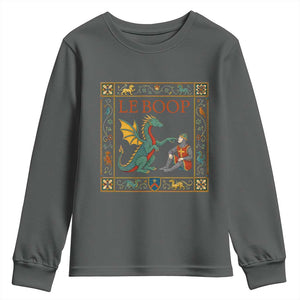 Le Boop Knight Dragon Renaissance Fair Medieval Humor Youth Sweatshirt TS12 Dark Heather Print Your Wear