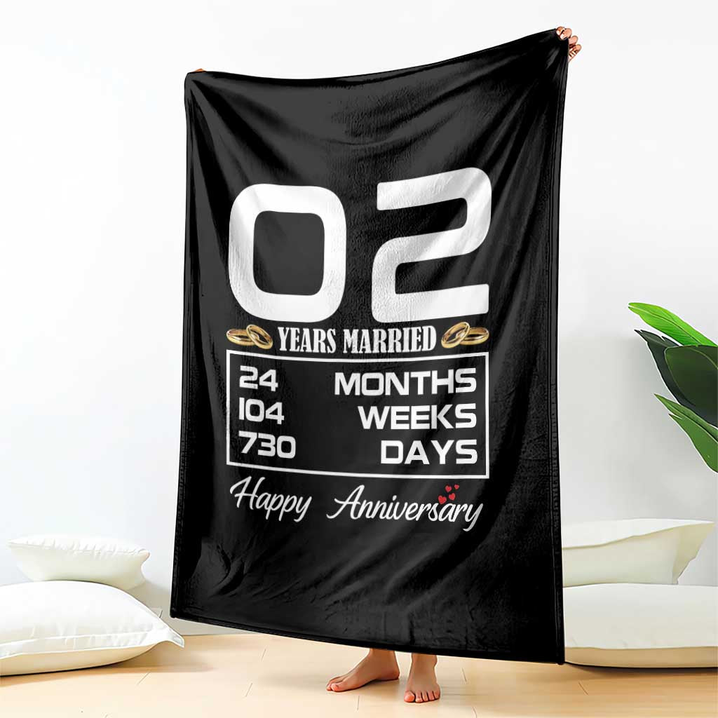 Vintage 2nd Wedding Anniversary Throw Blanket Two Years Married Gift