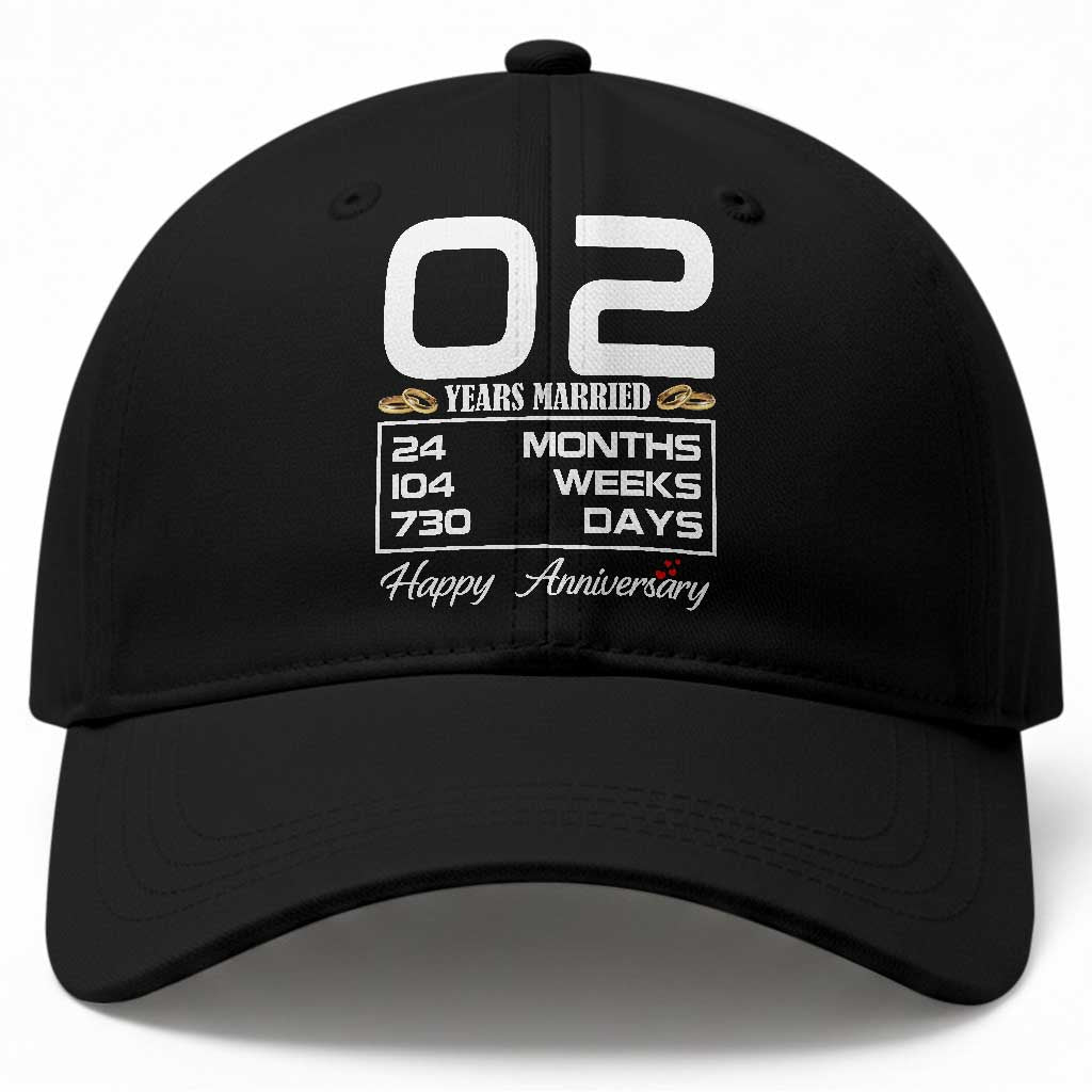 Vintage 2nd Wedding Anniversary Baseball Cap Two Years Married Gift