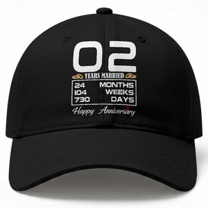 Vintage 2nd Wedding Anniversary Baseball Cap Two Years Married Gift