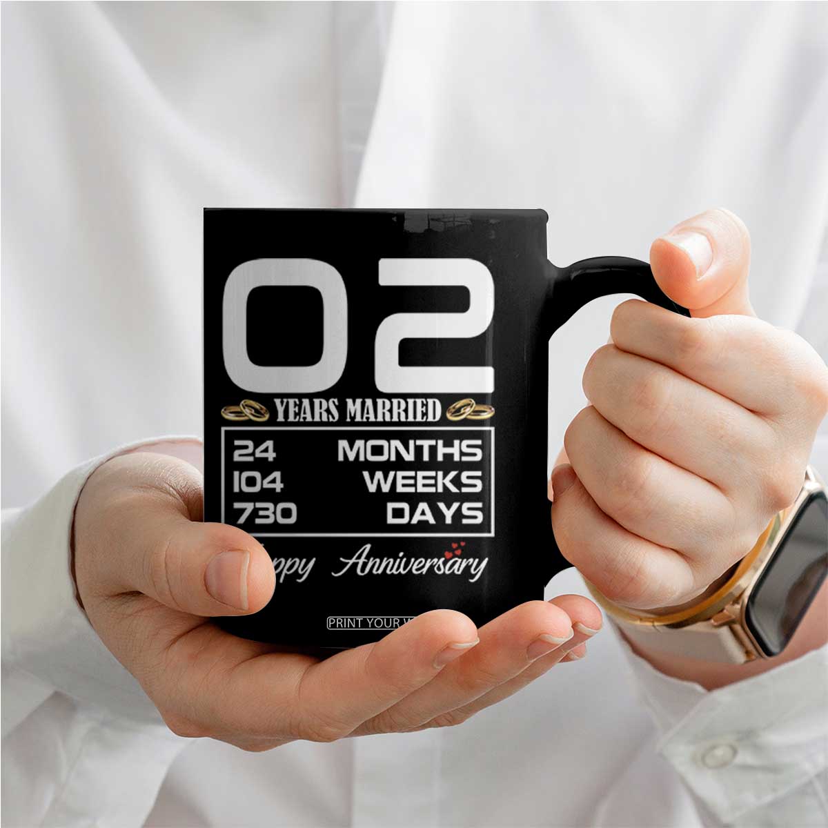 Vintage 2nd Wedding Anniversary Coffee Mug Two Years Married Gift
