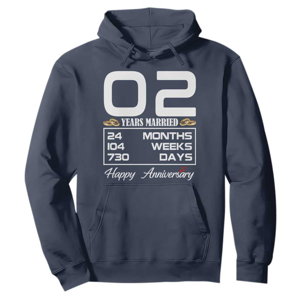 Vintage 2nd Wedding Anniversary Hoodie Two Years Married Gift