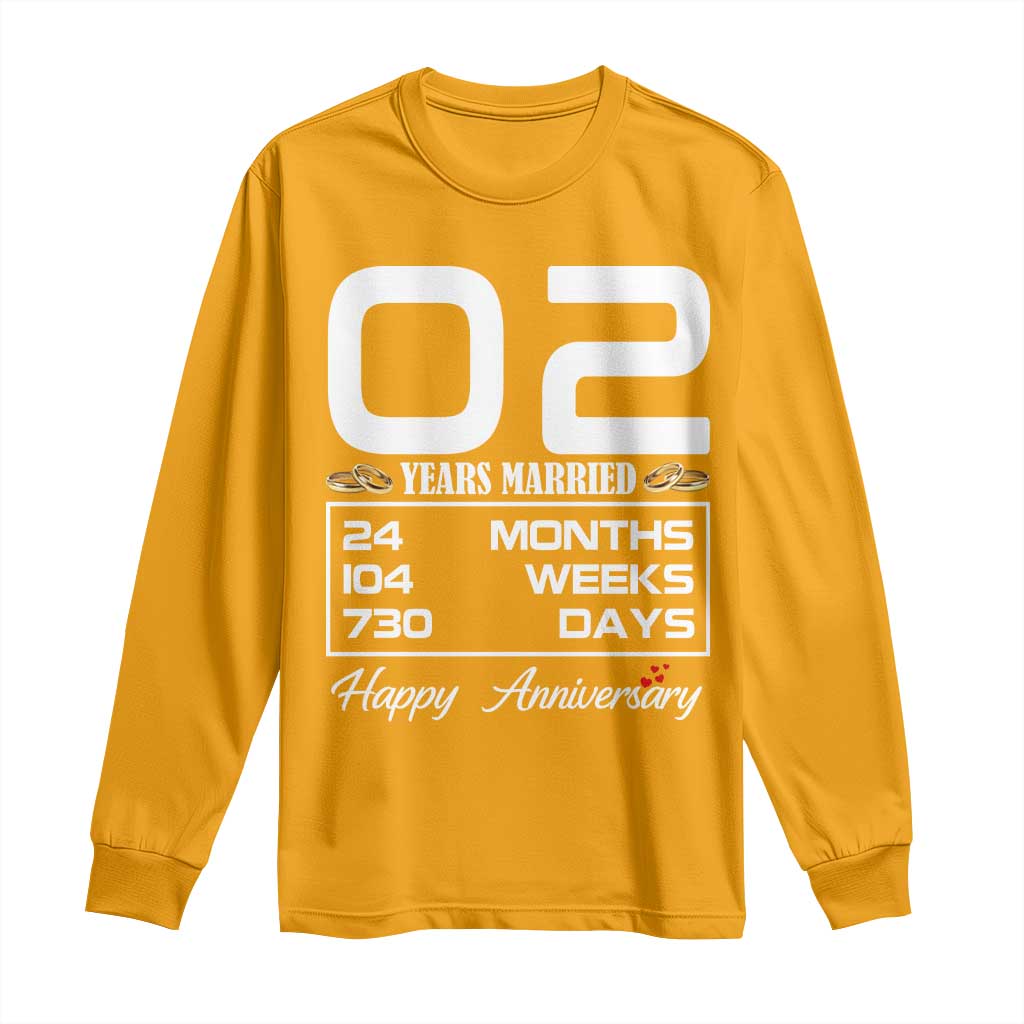 Vintage 2nd Wedding Anniversary Long Sleeve Shirt Two Years Married Gift