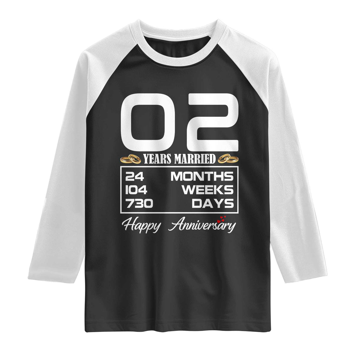 Vintage 2nd Wedding Anniversary Raglan Shirt Two Years Married Gift