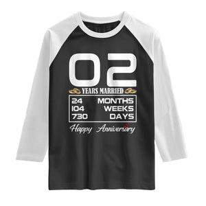 Vintage 2nd Wedding Anniversary Raglan Shirt Two Years Married Gift