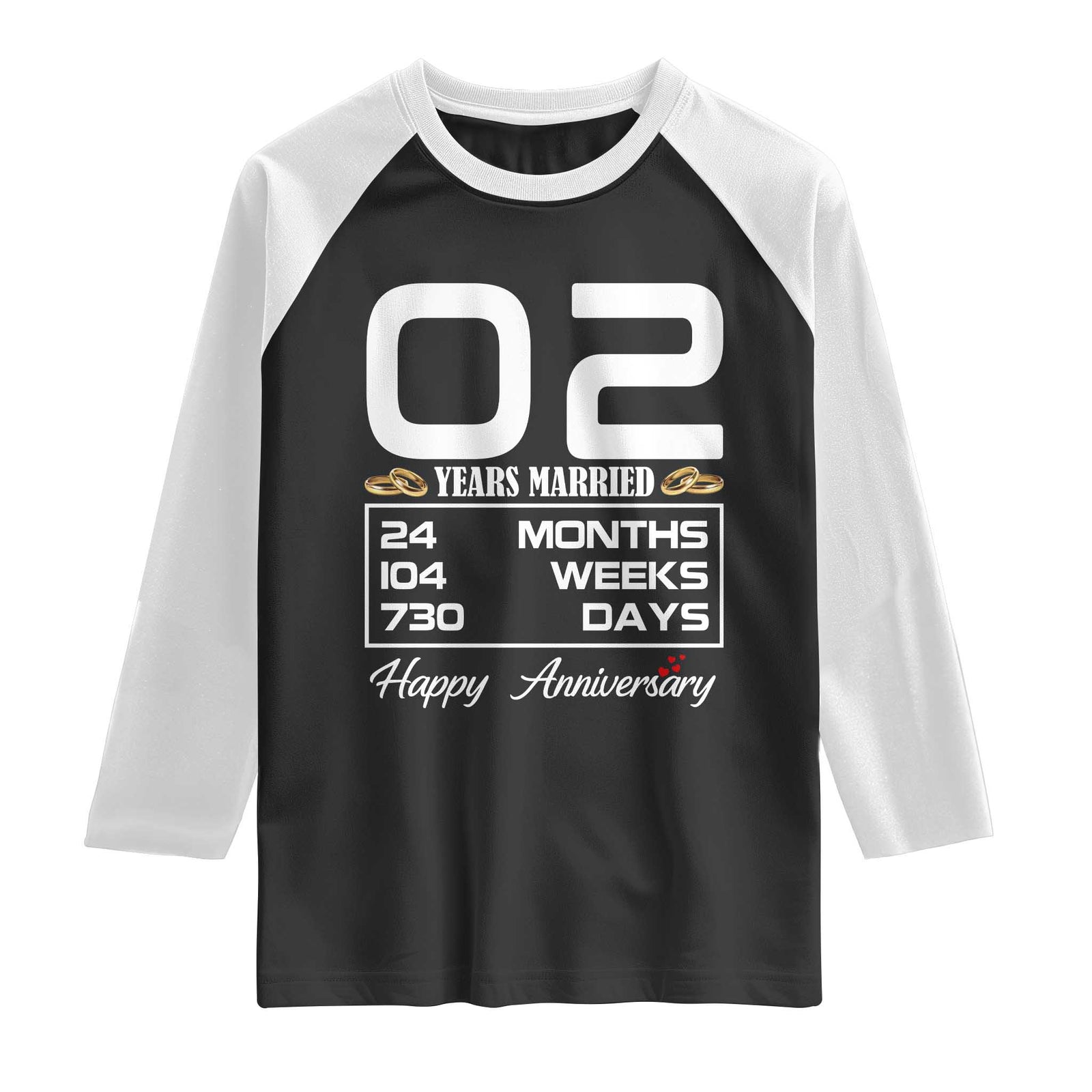 Vintage 2nd Wedding Anniversary Raglan Shirt Two Years Married Gift