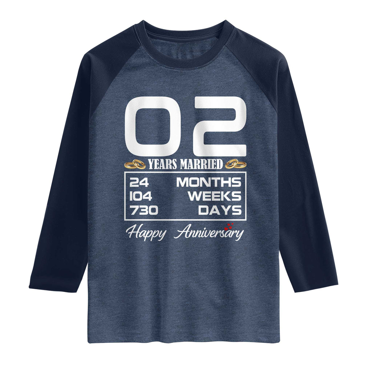 Vintage 2nd Wedding Anniversary Raglan Shirt Two Years Married Gift