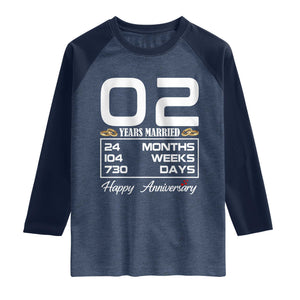 Vintage 2nd Wedding Anniversary Raglan Shirt Two Years Married Gift