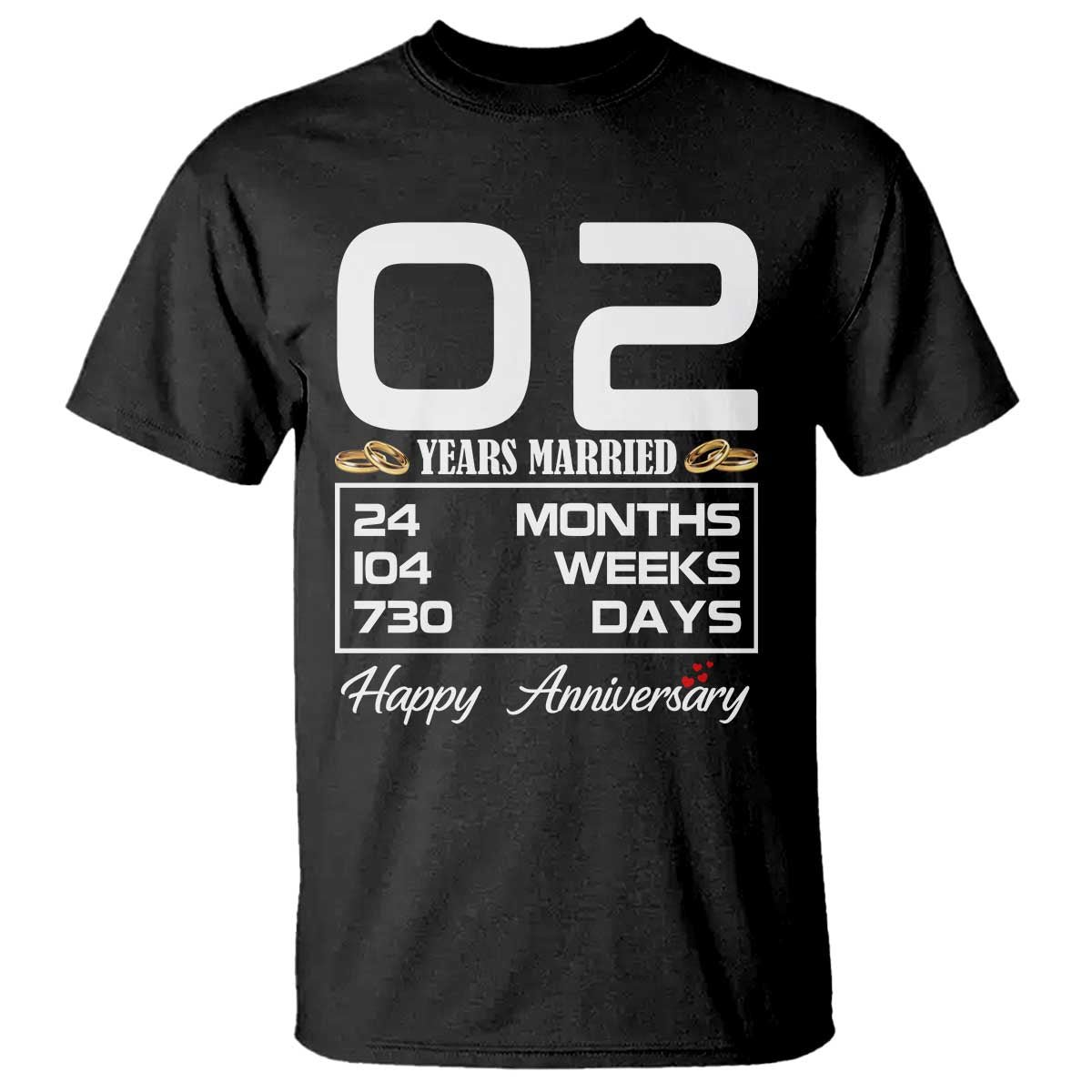 Vintage 2nd Wedding Anniversary T Shirt Two Years Married Gift