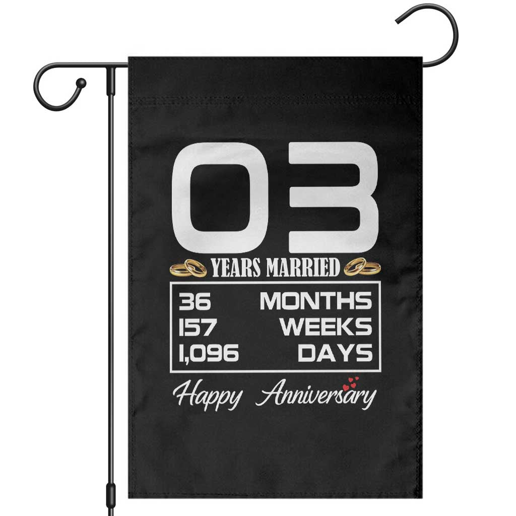 Vintage 3rd Wedding Anniversary Garden Flag Three Years Married Gift