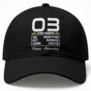 Vintage 3rd Wedding Anniversary Baseball Cap Three Years Married Gift