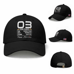 Vintage 3rd Wedding Anniversary Baseball Cap Three Years Married Gift