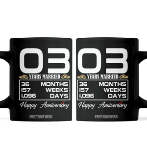 Vintage 3rd Wedding Anniversary Coffee Mug Three Years Married Gift