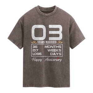Vintage 3rd Wedding Anniversary Washed Cotton T-Shirt Three Years Married Gift