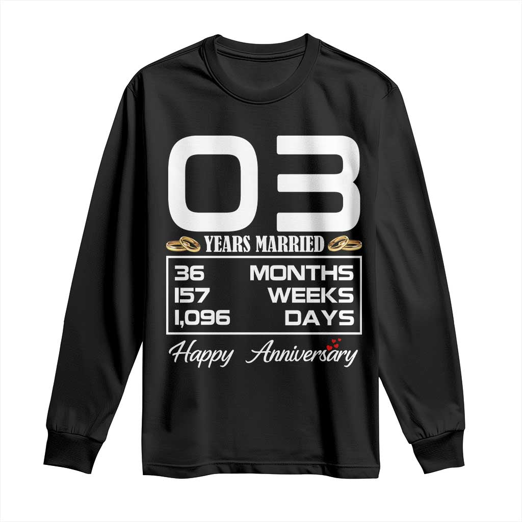 Vintage 3rd Wedding Anniversary Long Sleeve Shirt Three Years Married Gift