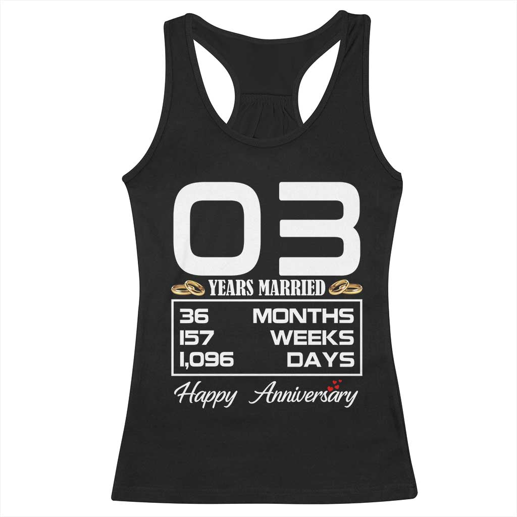 Vintage 3rd Wedding Anniversary Racerback Tank Top Three Years Married Gift