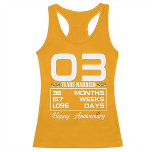 Vintage 3rd Wedding Anniversary Racerback Tank Top Three Years Married Gift