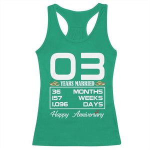 Vintage 3rd Wedding Anniversary Racerback Tank Top Three Years Married Gift