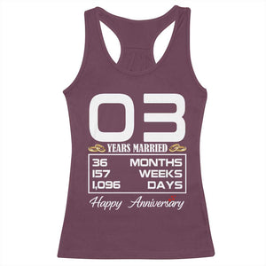Vintage 3rd Wedding Anniversary Racerback Tank Top Three Years Married Gift