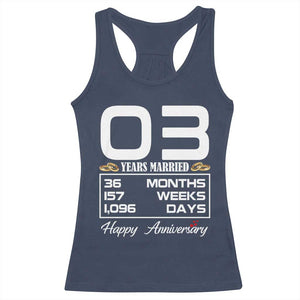 Vintage 3rd Wedding Anniversary Racerback Tank Top Three Years Married Gift